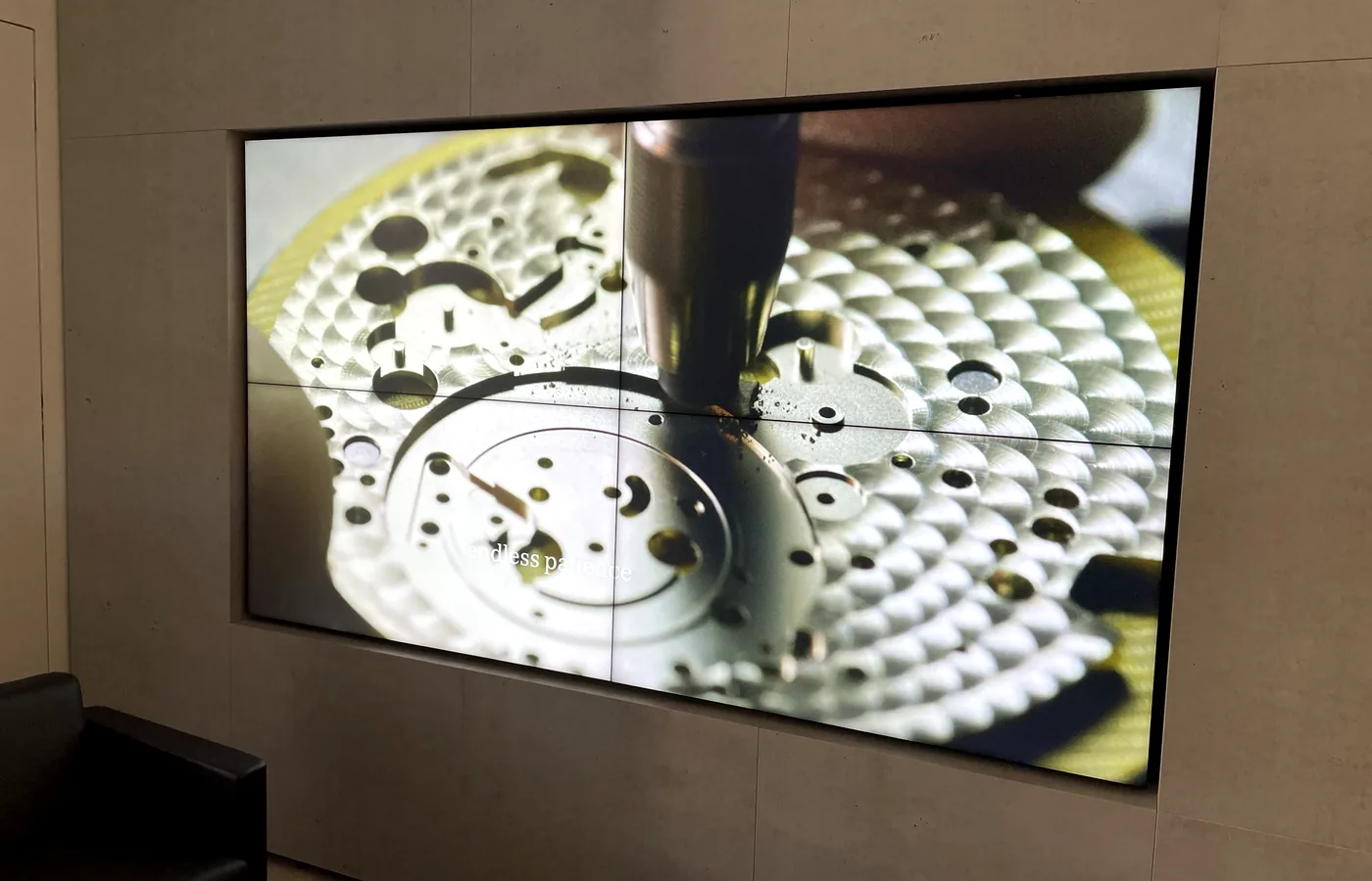 Four 4K screens driven as a single image — movement finishing at scale