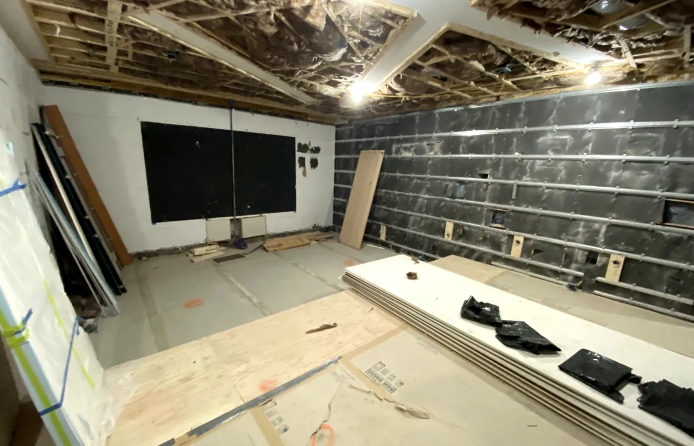 The theater during construction, before acoustic treatment