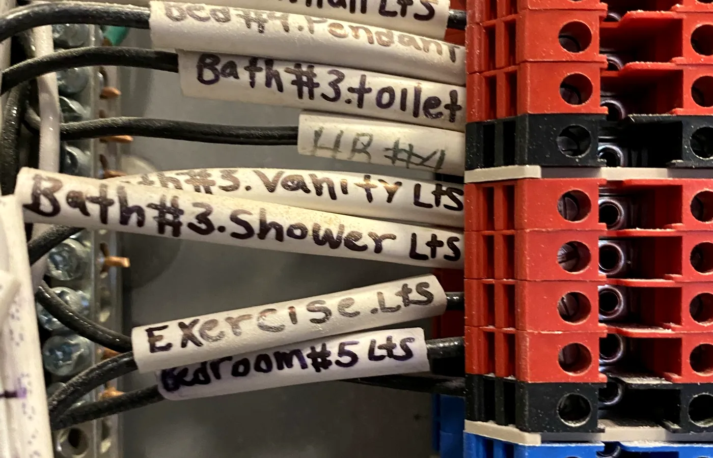 Every lighting circuit labelled individually at the panel